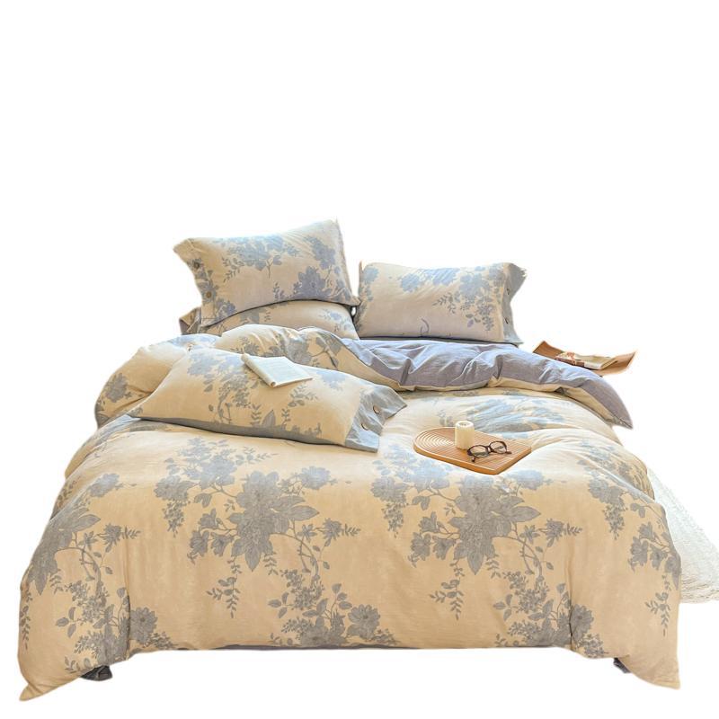 Floral Bedding Set in Washed Cotton-Linen, Country Style