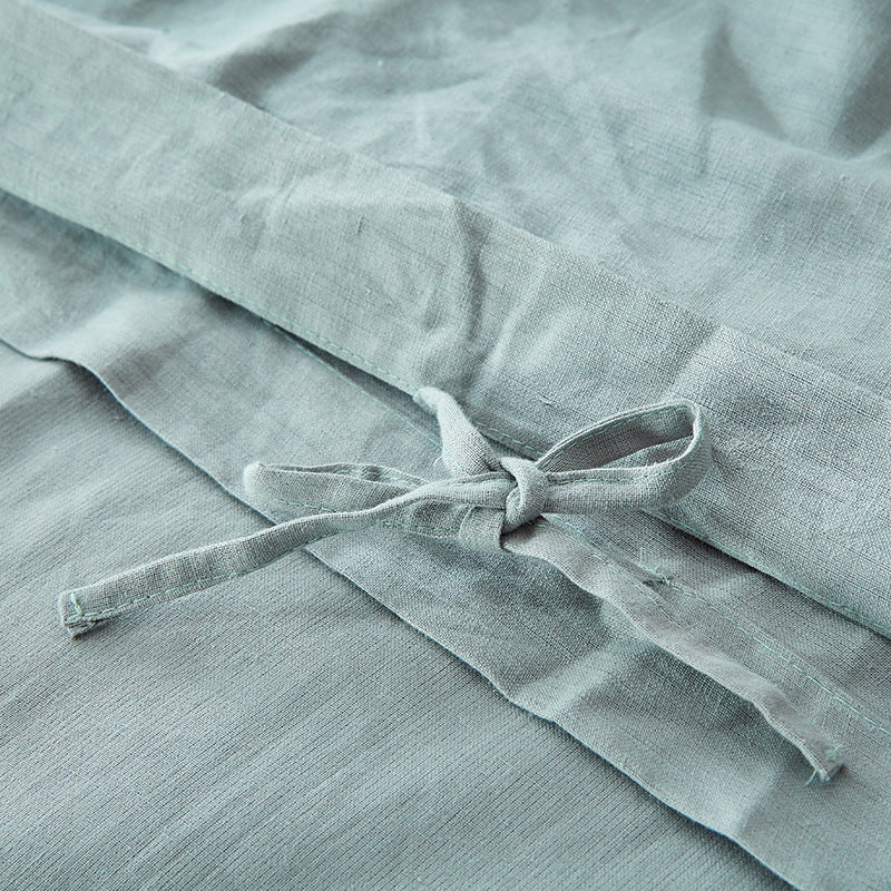 Washed Linen-Cotton Bedding Set with Tie Fastenings
