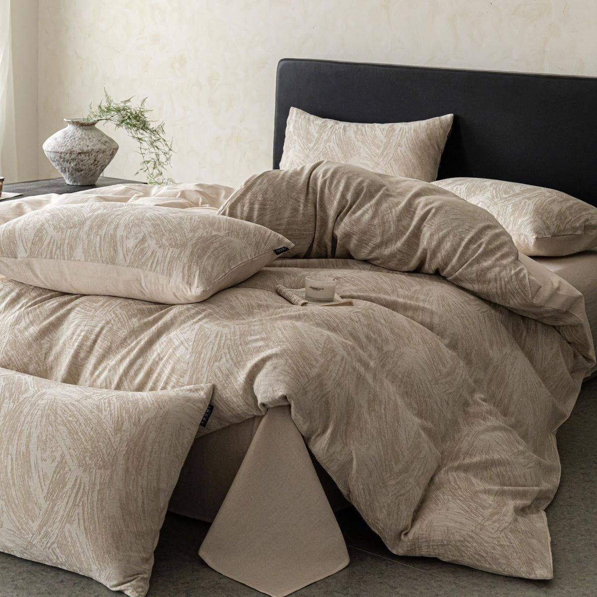 Cotton and Linen Jacquard Quilt Cover, Wabi-Sabi Bedroom