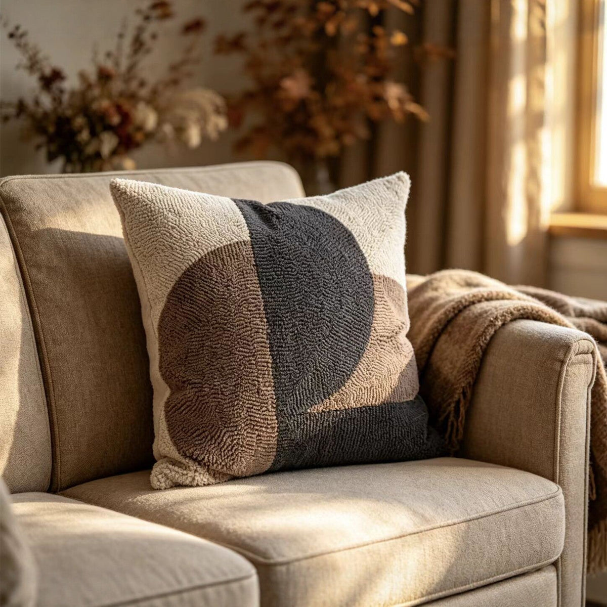 Chenille Decorative Cushion with Abstract Pattern