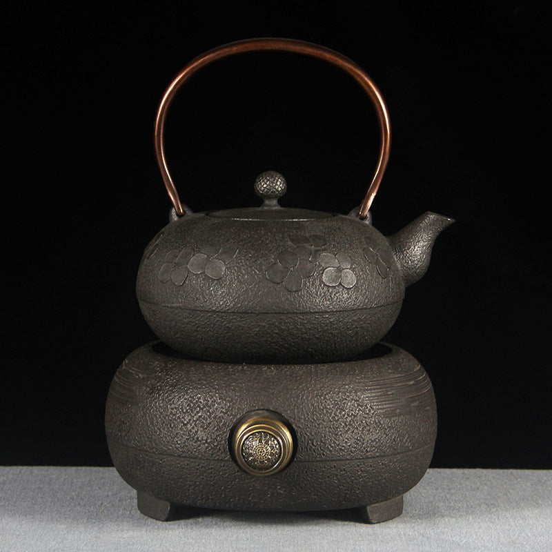 Cast Iron Tetsubin Tea Kettle with Electric Hotplate, Japanese Tea Set