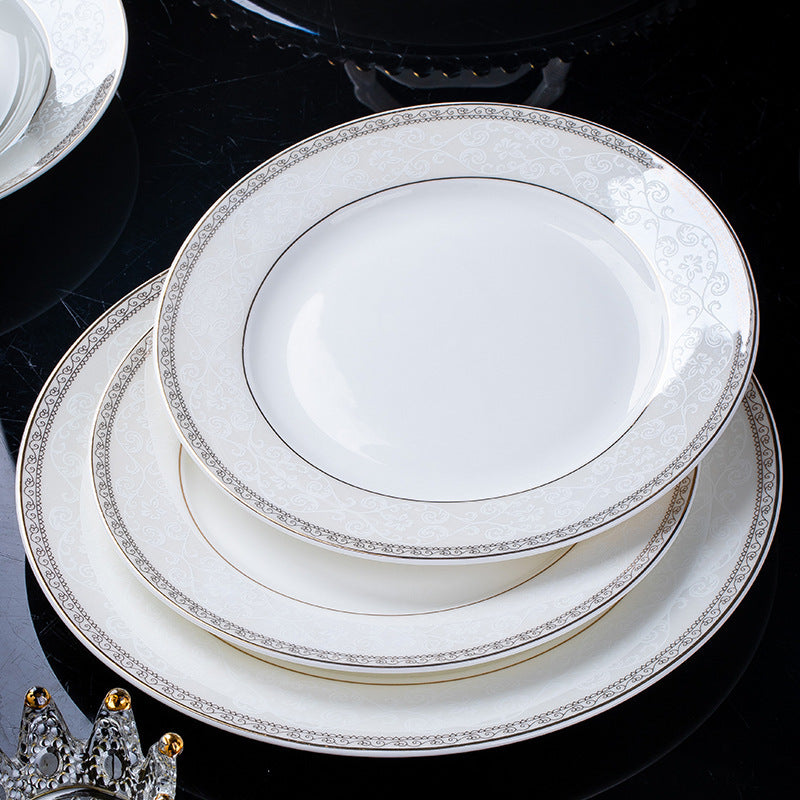 Fine Bone China Dinnerware Set with Gold Rim