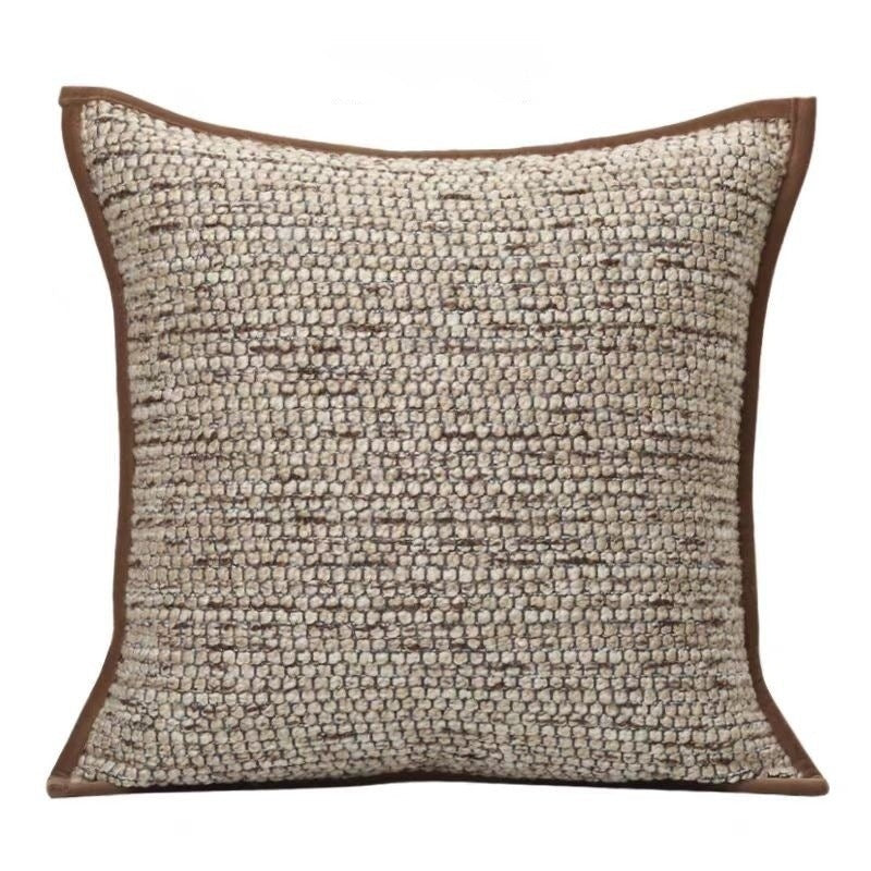 Bouclé Textured Cushion with Velour Piping, Living Room Sofa Cushion