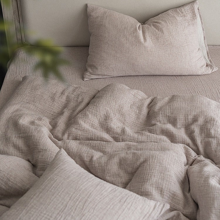 Textured Linen-Cotton Muslin Bedding Set, Bedroom Textiles