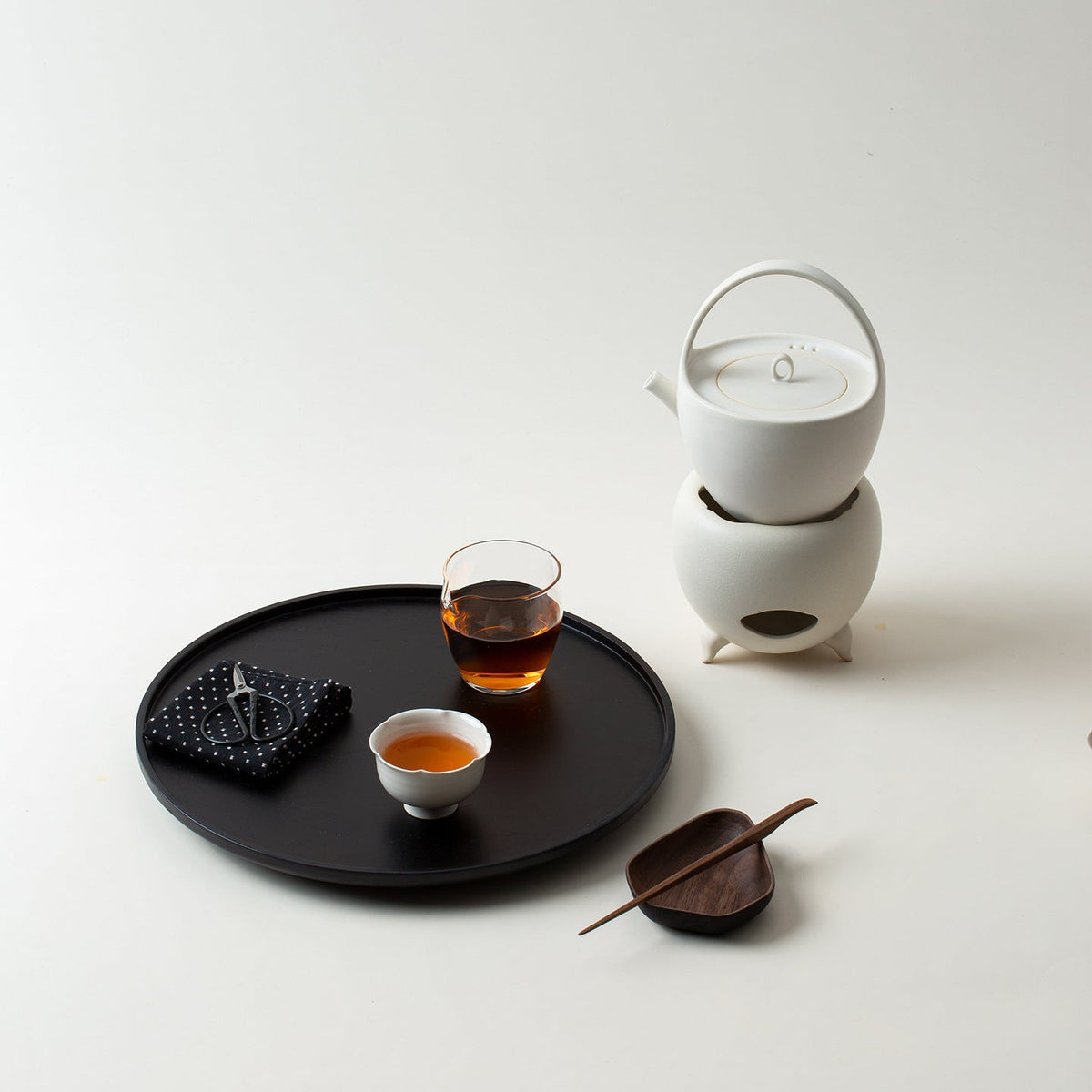 Matt White Ceramic Teapot with Swing Handle and Warmer, Tea Ceremony Set