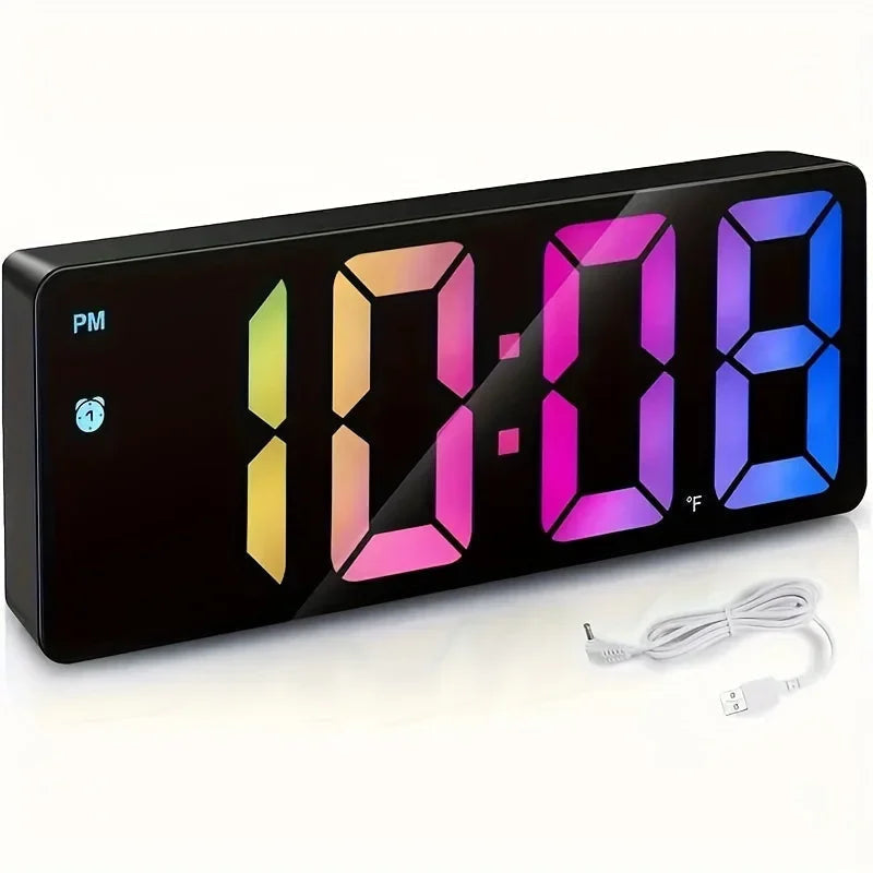 Alarm Clock with Mirror Front, Digital LED Display and Temperature