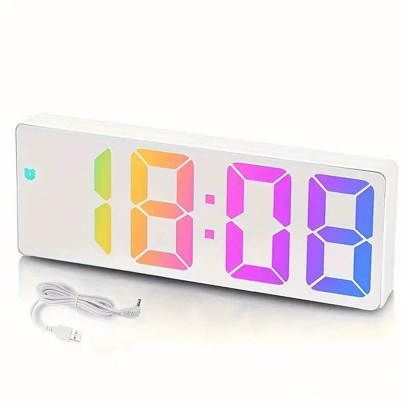 Alarm Clock with Mirror Front, Digital LED Display and Temperature