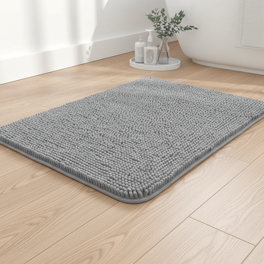 Bath Mat in Chenille, Rectangular, Non-Slip and Quick-Drying