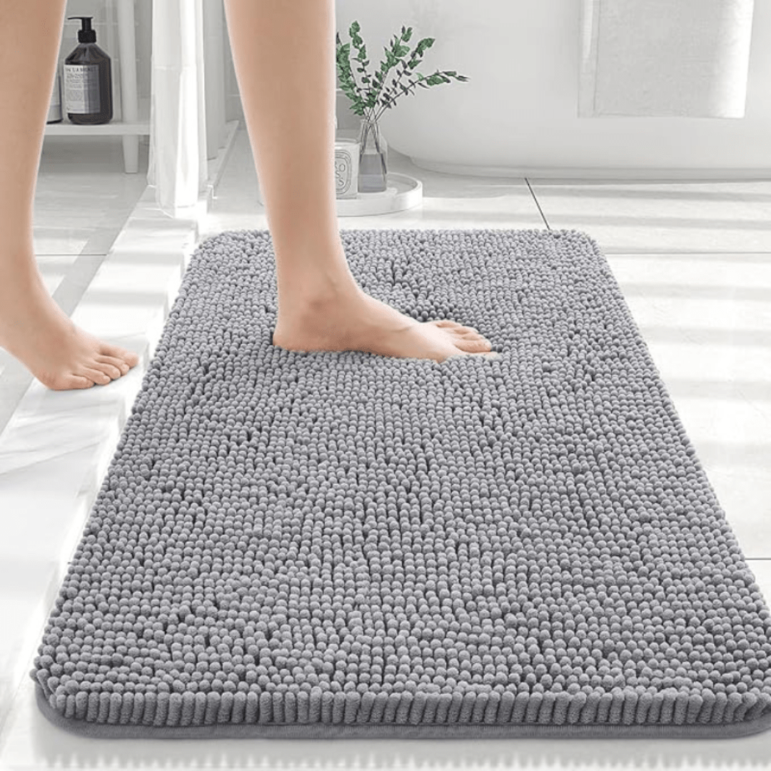 Bath Mat in Chenille, Rectangular, Non-Slip and Quick-Drying