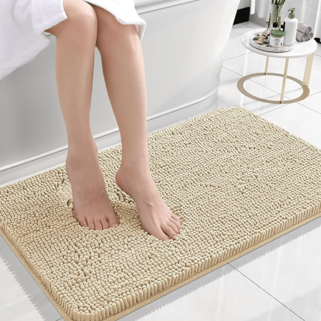 Bath Mat in Chenille, Rectangular, Non-Slip and Quick-Drying