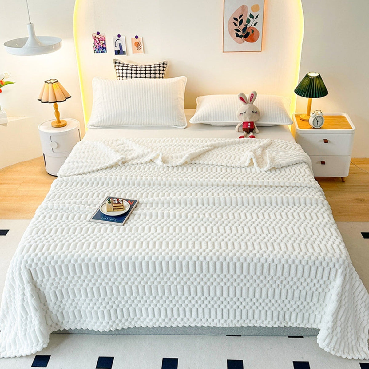 Blanket in Extra Soft Thick Microfibre with Raised Pattern