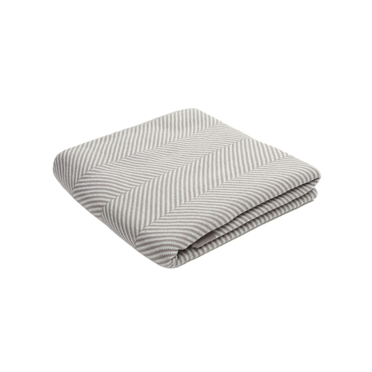 Blanket in Fine Herringbone Knit with Woven Contrast Border