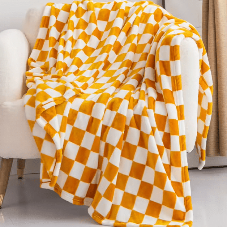 Blanket in Flannel Fleece with Check Pattern, Anti-Pilling Finish
