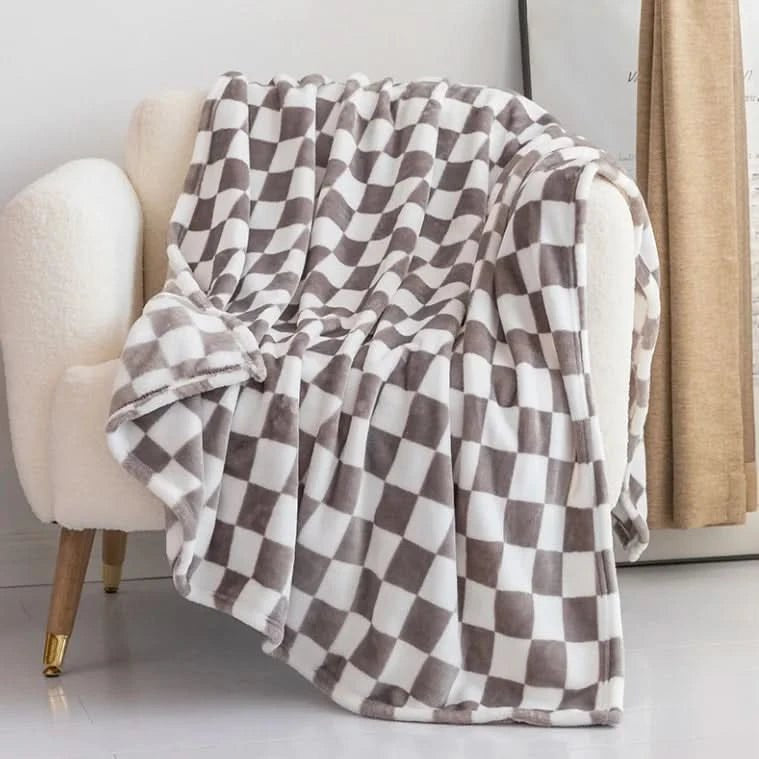 Blanket in Flannel Fleece with Check Pattern, Anti-Pilling Finish