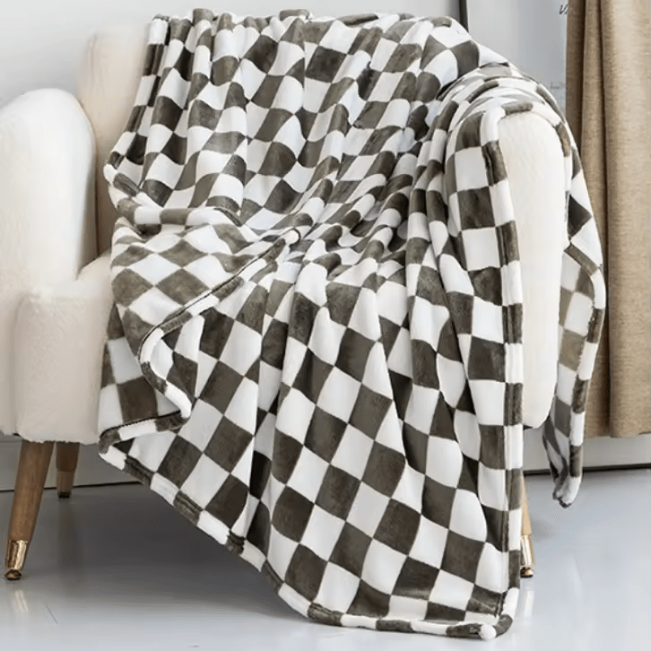 Blanket in Flannel Fleece with Check Pattern, Anti-Pilling Finish