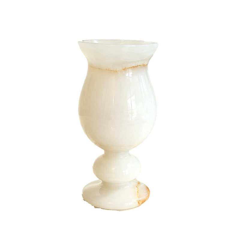 Candle Holder in Polished Translucent Onyx, Goblet Shape
