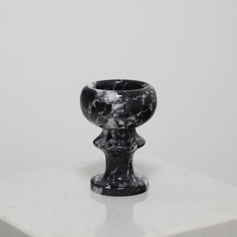 Candle Holder in Solid Polished Onyx Marble, Goblet Shape
