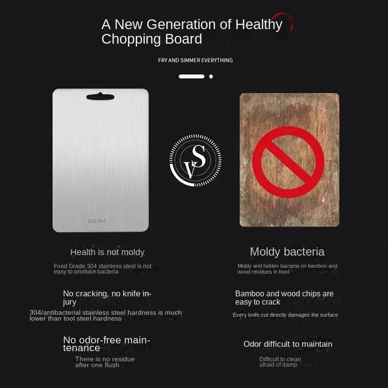 Chopping Board in Stainless Steel, Antibacterial with Grip Opening