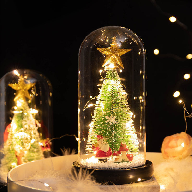 Christmas Decorations, LED Tree Under Glass Dome with Warm LEDs