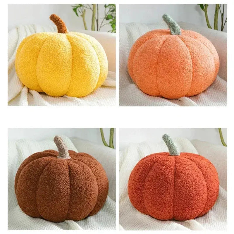 Cushion in Polyester Velvet, Pumpkin Shape with Contrast Stem