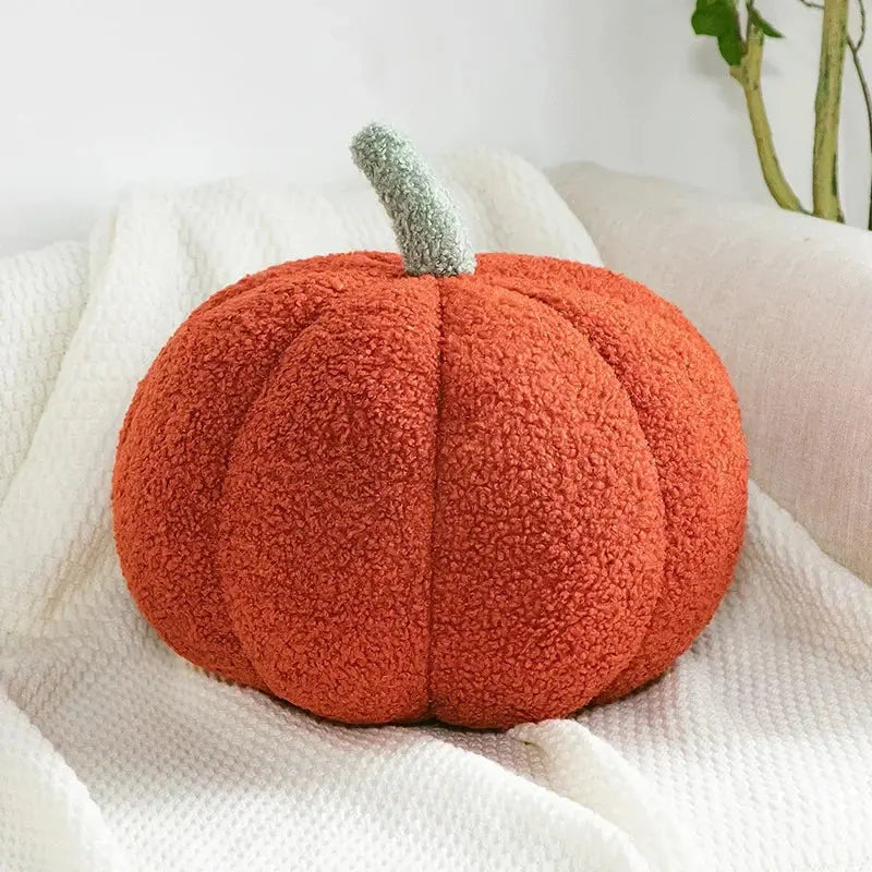 Cushion in Polyester Velvet, Pumpkin Shape with Contrast Stem