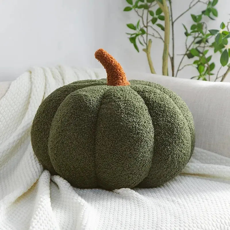 Cushion in Polyester Velvet, Pumpkin Shape with Contrast Stem