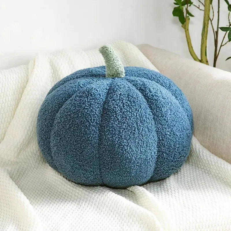 Cushion in Polyester Velvet, Pumpkin Shape with Contrast Stem