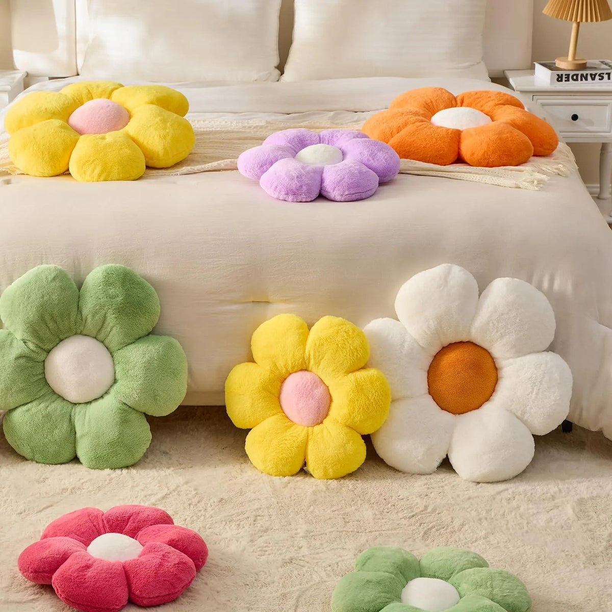 Cushion in Soft Polyester Plush, Padded Flower Shape