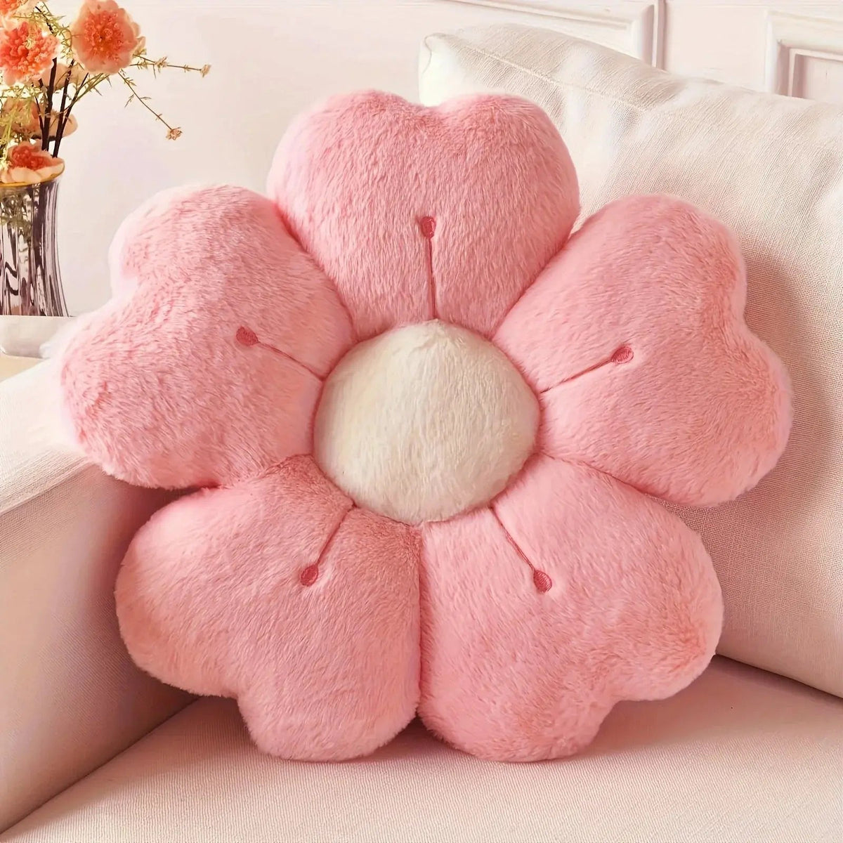 Cushion in Soft Polyester Plush, Padded Flower Shape