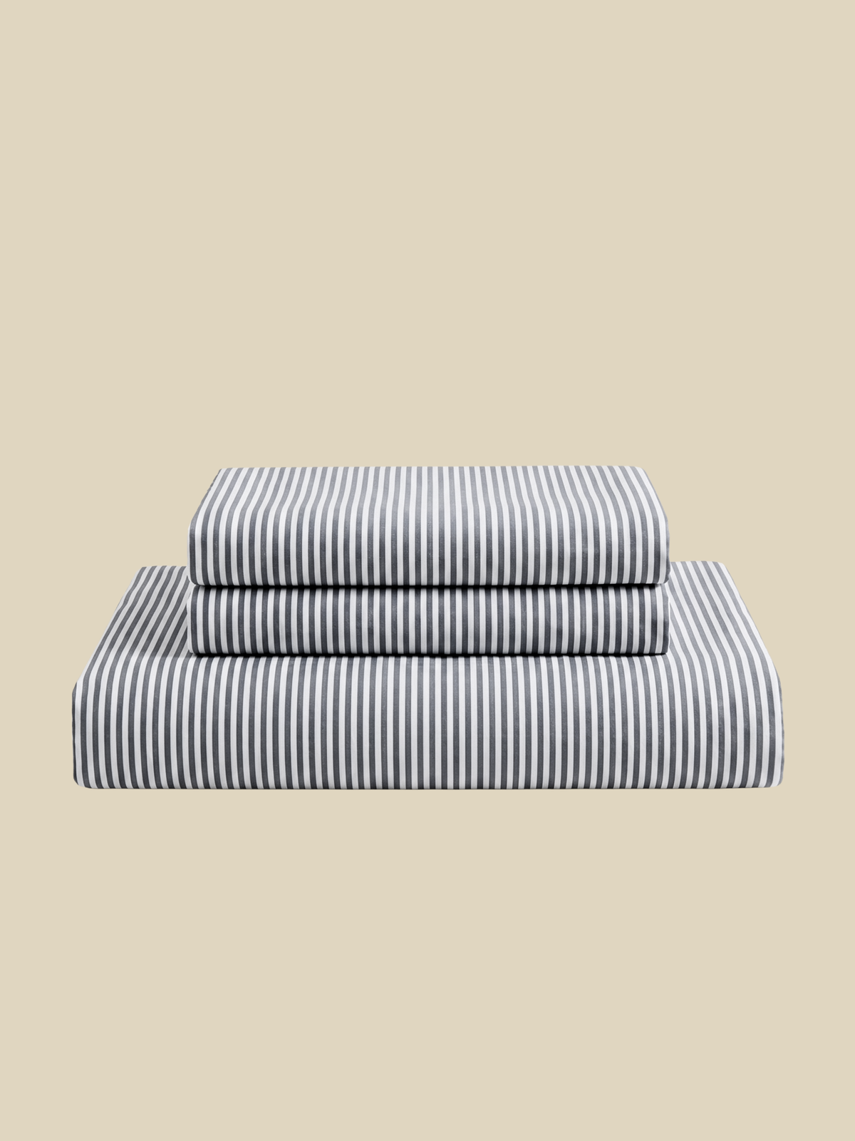 Fitted Bed Sheet in Breathable Organic Cotton Percale with Fine Stripes