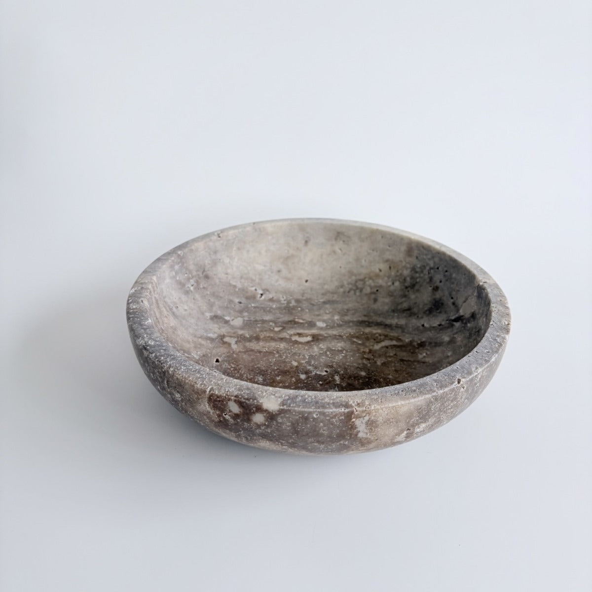 Fruit Bowl in Solid Natural Stone, Round with a Wide Rim