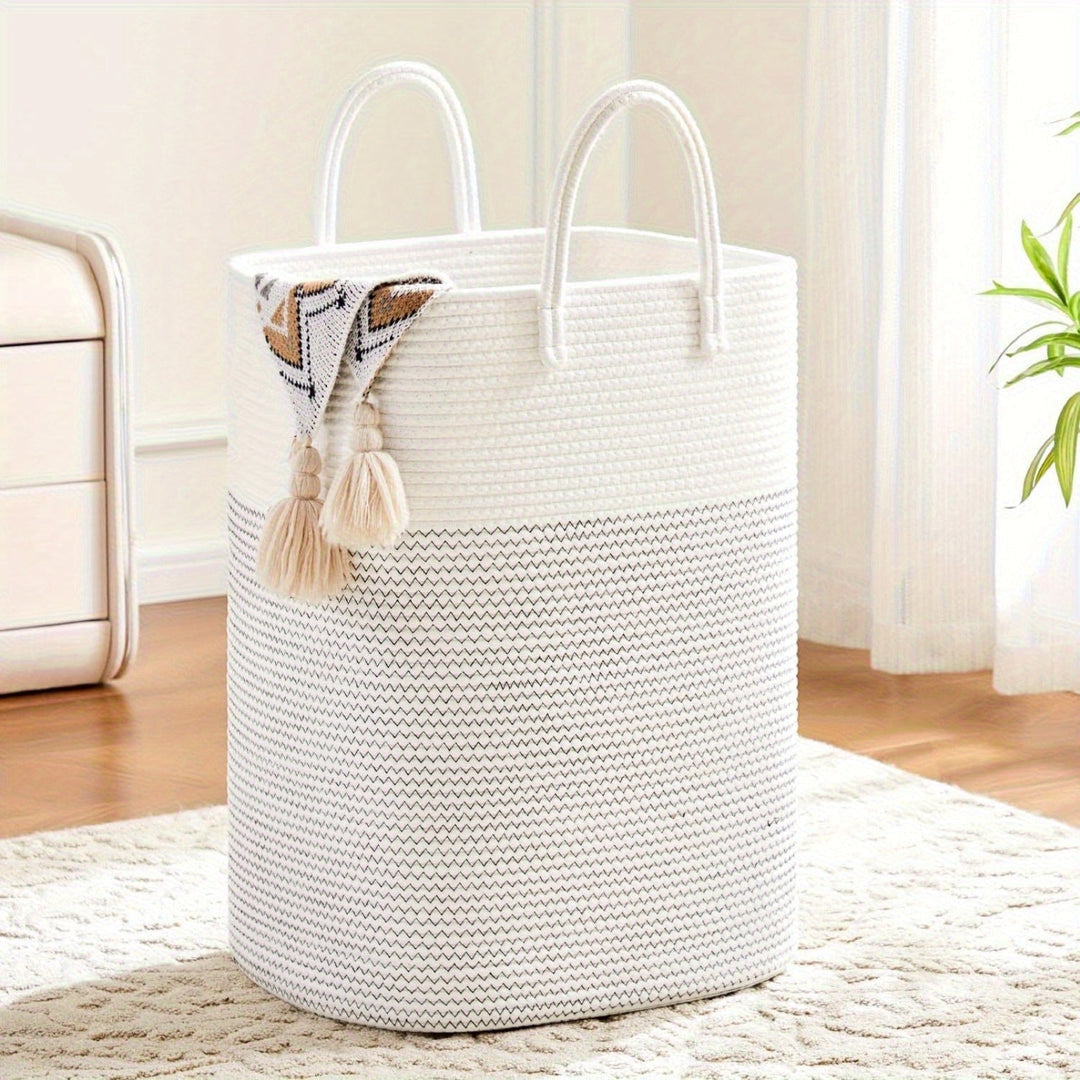 Laundry Basket with Carry Handles, Open-Top Woven Design