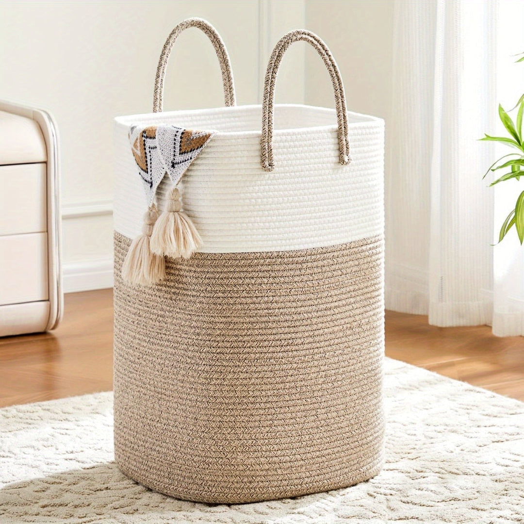 Laundry Basket with Carry Handles, Open-Top Woven Design