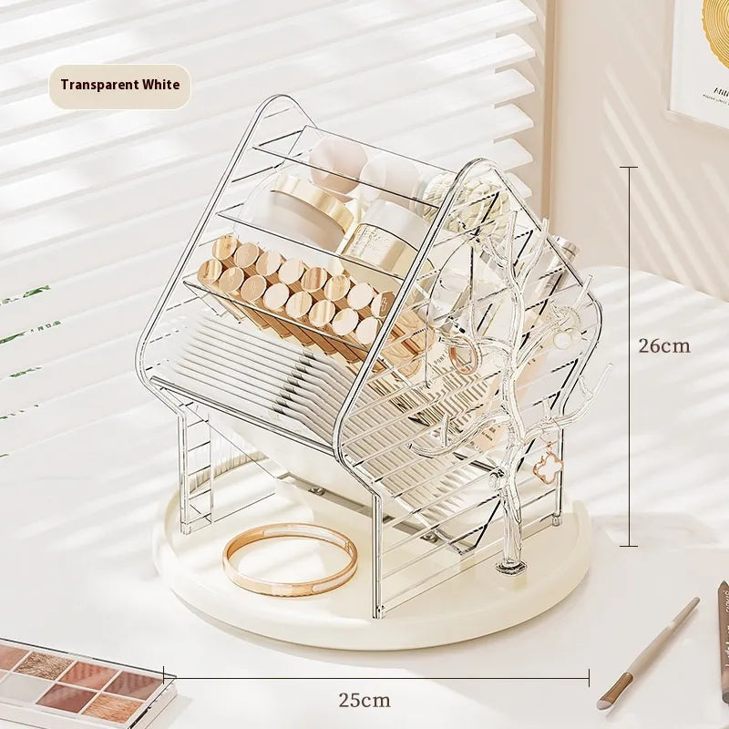 Makeup Organiser with 360° Rotation, Double-Sided Compartments and Non-Slip Base
