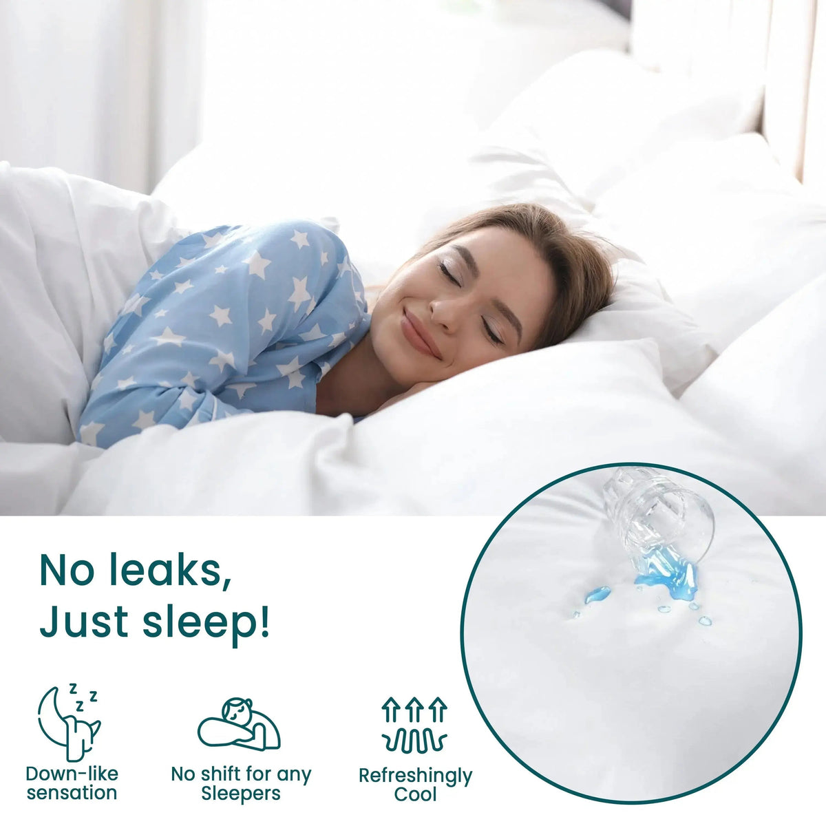 Pillow Protector, Waterproof, Machine Washable with Zip Closure