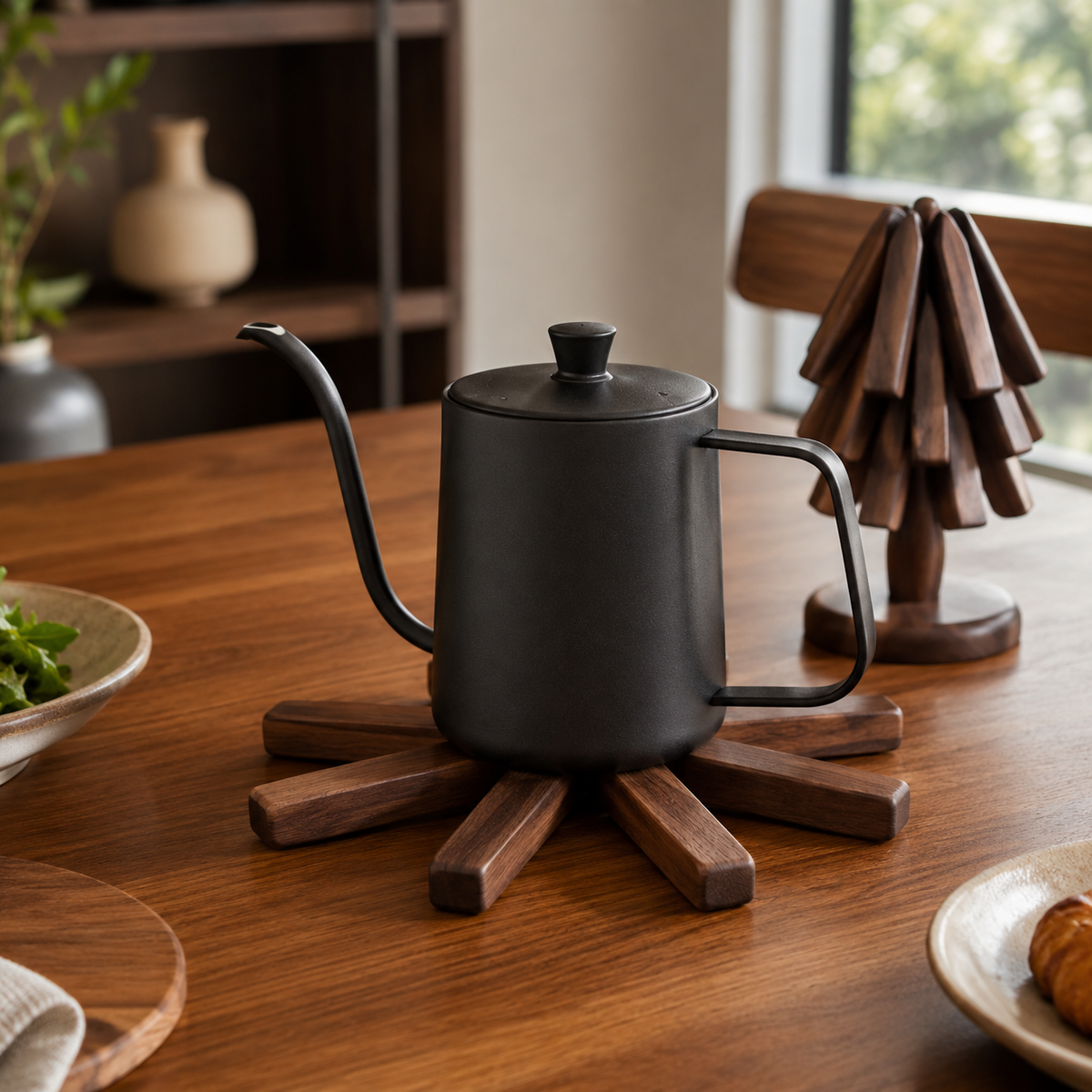 Placemats in Wood, Foldable and Heat-Resistant, Star-Shaped Trivets