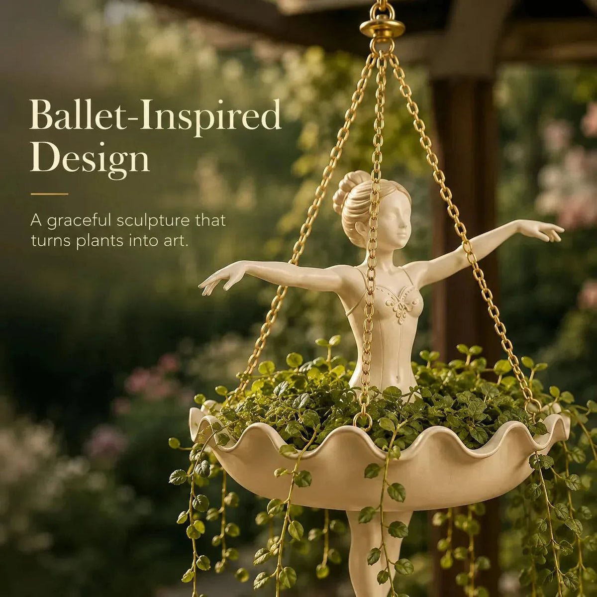 Plant Pot in Resin, Hanging Ballerina Design for Indoors and Outdoors