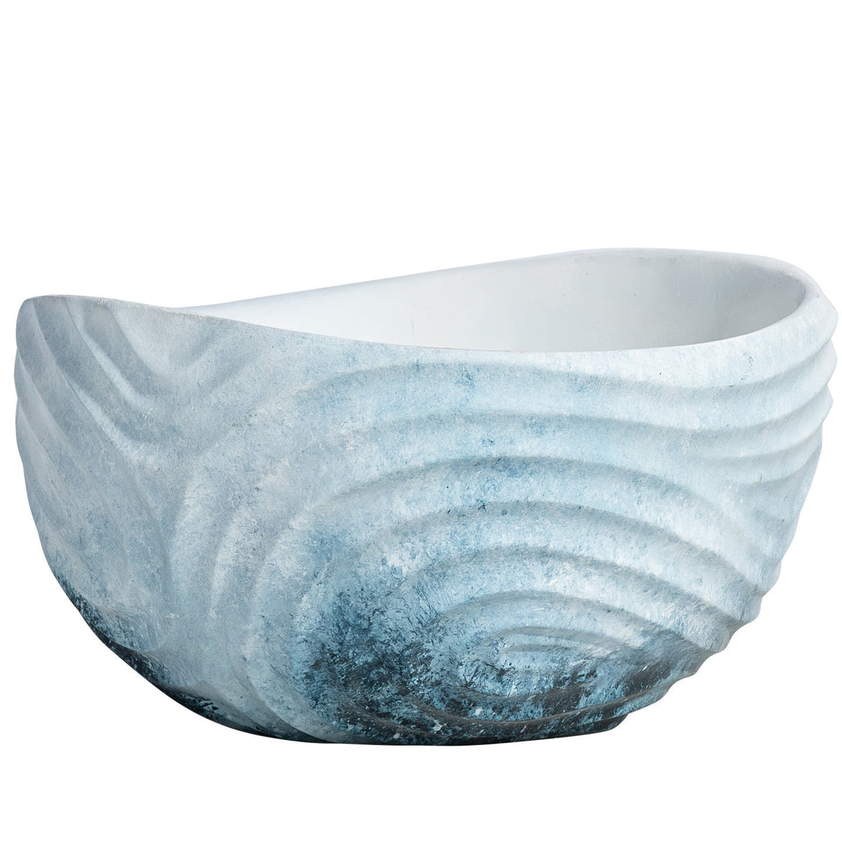 Plant Pot in Textured Ceramic with Hand-Shaped Wave Relief