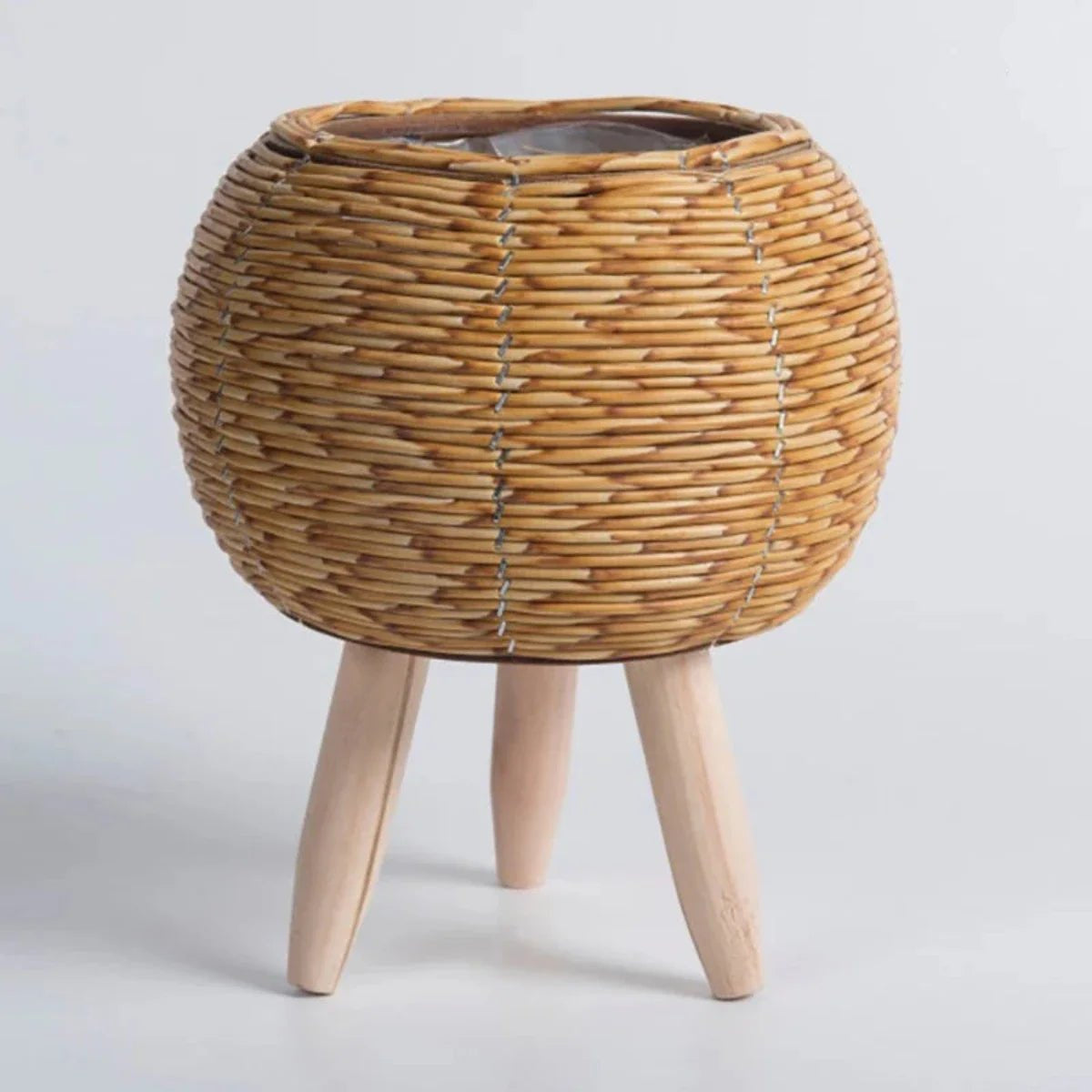 Plant Pot with Legs, Weather-Resistant Plastic, Woven Texture