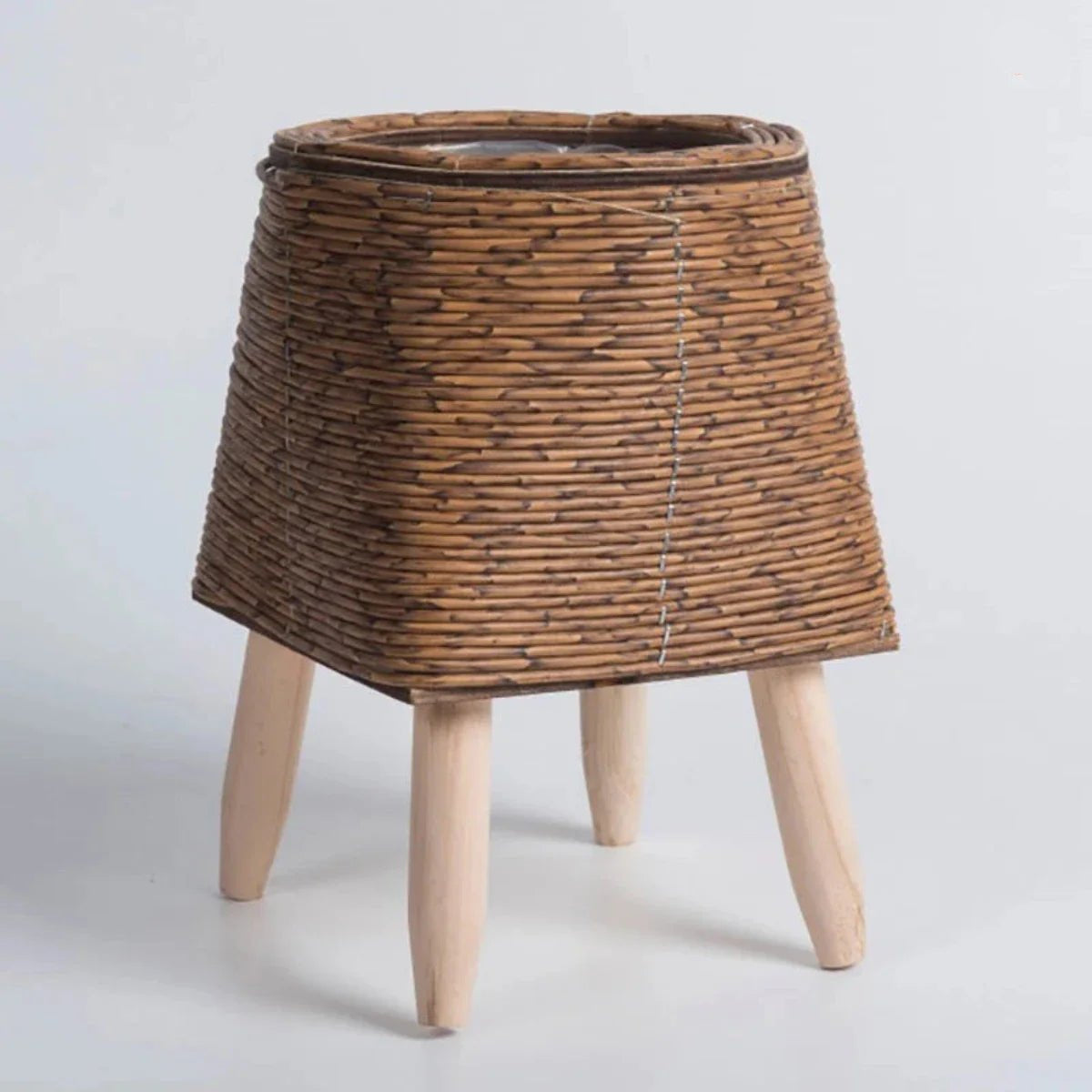 Plant Pot with Legs, Weather-Resistant Plastic, Woven Texture