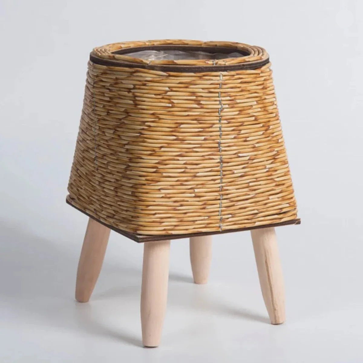 Plant Pot with Legs, Weather-Resistant Plastic, Woven Texture