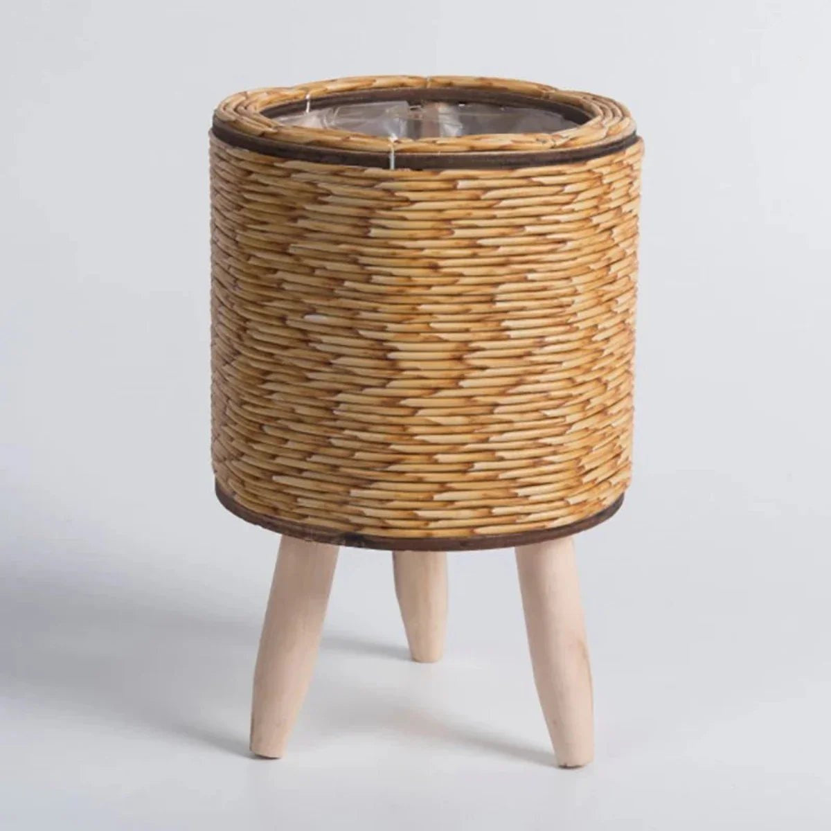 Plant Pot with Legs, Weather-Resistant Plastic, Woven Texture