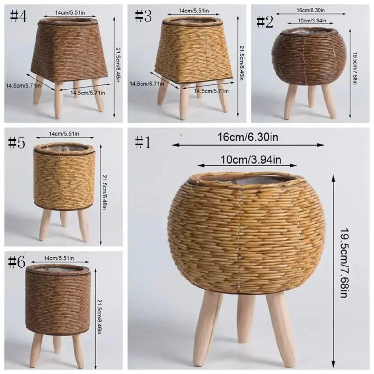 Plant Pot with Legs, Weather-Resistant Plastic, Woven Texture