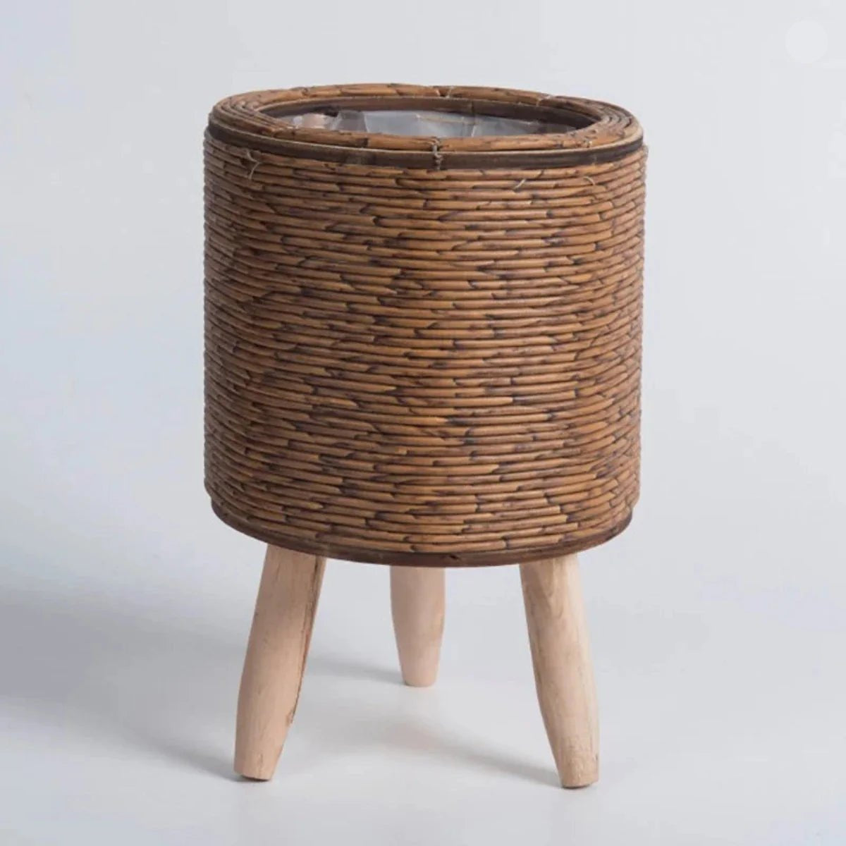 Plant Pot with Legs, Weather-Resistant Plastic, Woven Texture