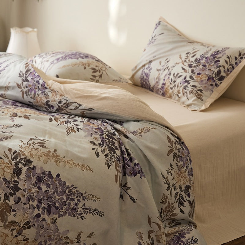Quilt Cover Set in Cotton-Linen Blend with Botanical Print