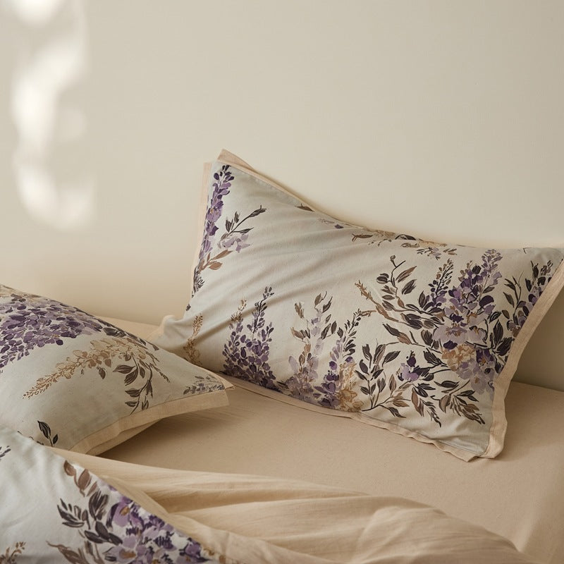 Quilt Cover Set in Cotton-Linen Blend with Botanical Print