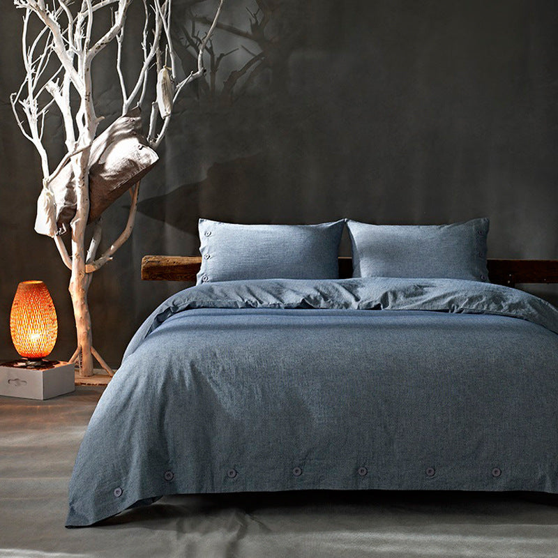 Quilt Cover Set in Washed Cotton-Linen Blend with Button Fastening