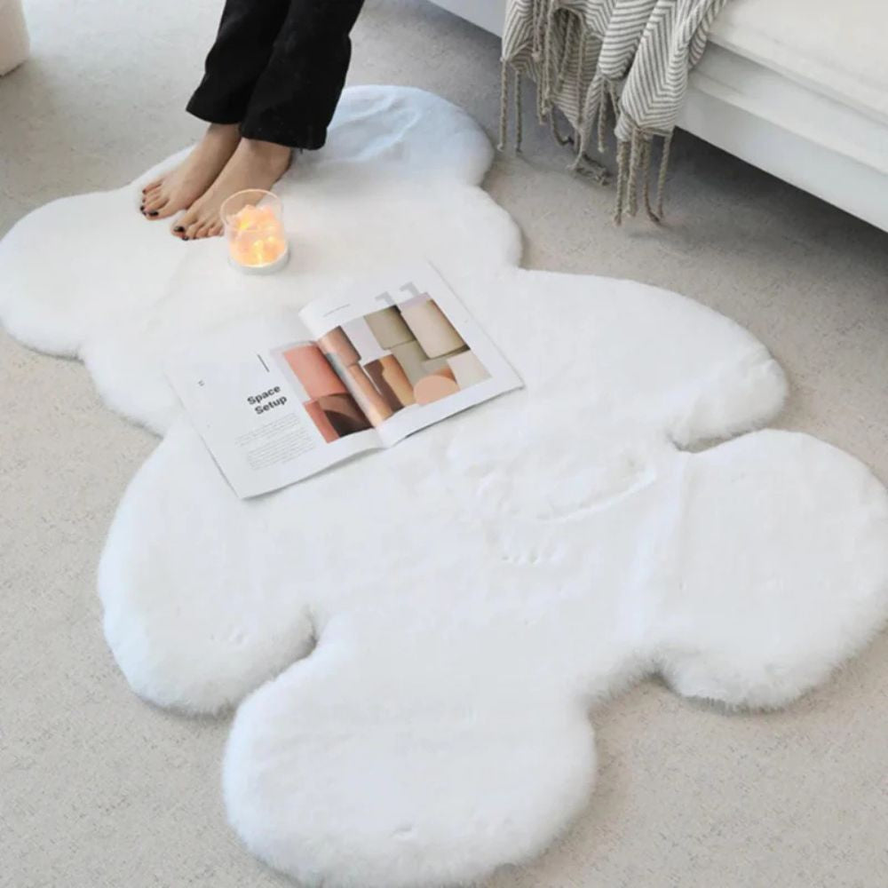 Rug in Teddy Bear Shape, Fluffy Microfibre Blend, Machine Washable