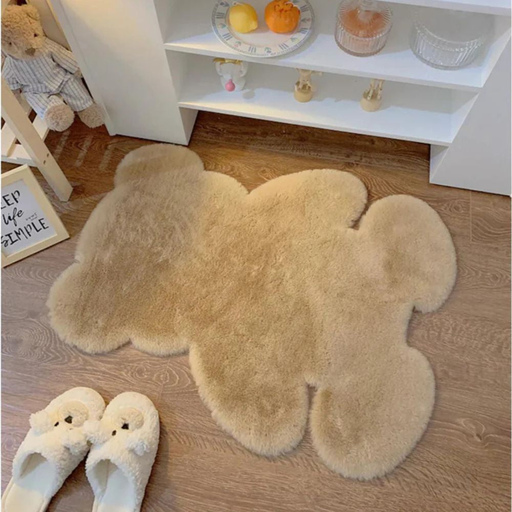 Rug in Teddy Bear Shape, Fluffy Microfibre Blend, Machine Washable