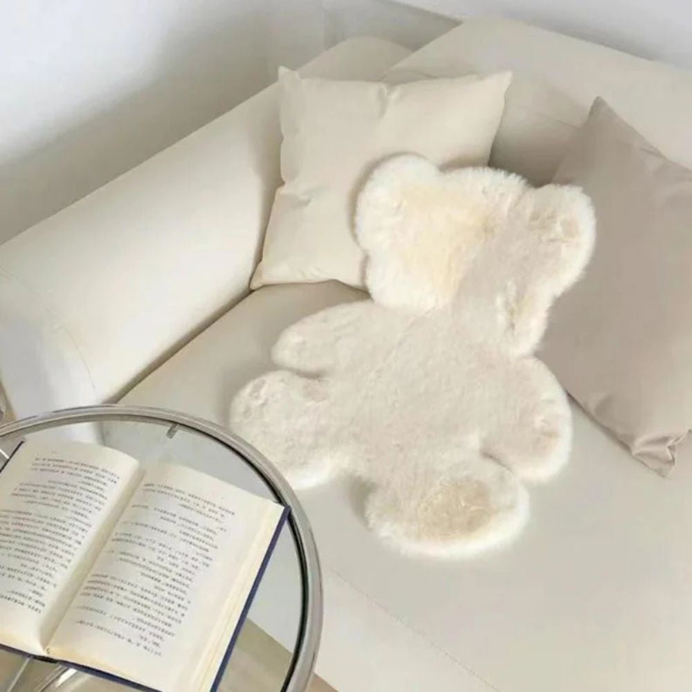 Rug in Teddy Bear Shape, Fluffy Microfibre Blend, Machine Washable